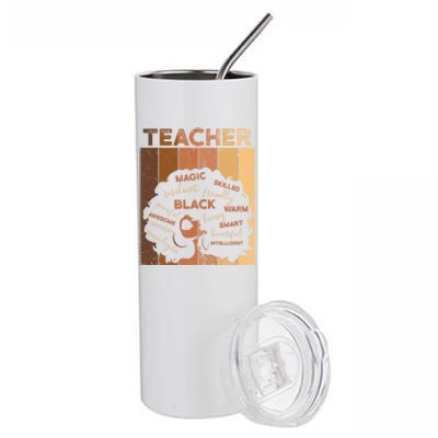 Black Smart Teacher Afro Melanin African American Retro Gift Stainless Steel Tumbler