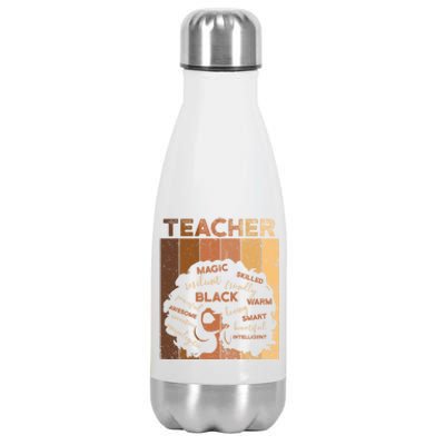 Black Smart Teacher Afro Melanin African American Retro Gift Stainless Steel Insulated Water Bottle