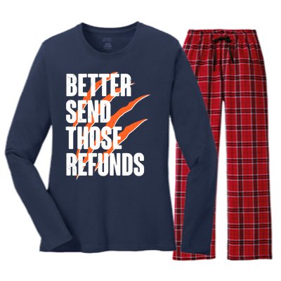 Better Send Those Refunds Cincinnati Football Claw Strike Women's Long Sleeve Flannel Pajama Set 