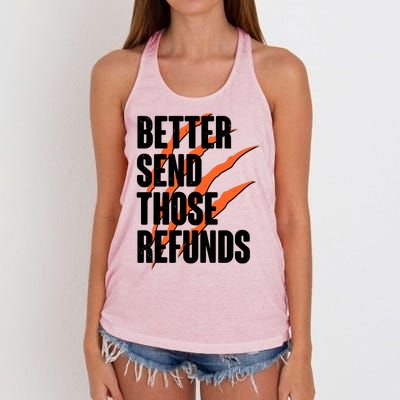 Better Send Those Refunds Cincinnati Football Claw Strike Women's Knotted Racerback Tank