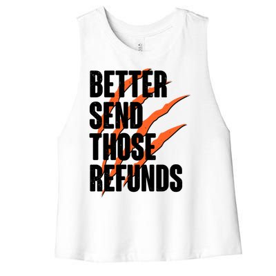 Better Send Those Refunds Cincinnati Football Claw Strike Women's Racerback Cropped Tank