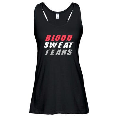 Blood Sweat Tears Hard Work Stay Motivated Ladies Essential Flowy Tank