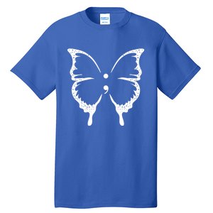 Butterfly Semicolon Tal Health Awareness Gift Tall T-Shirt