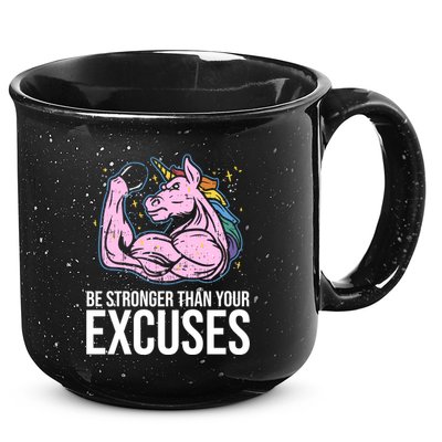 Be Stronger Than Your Excuses Motivation Unicorn Fitness Gym Cool Gift 15oz Campfire Ceramic Mug