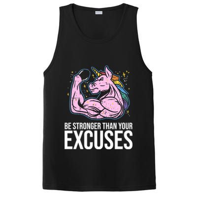 Be Stronger Than Your Excuses Motivation Unicorn Fitness Gym Cool Gift PosiCharge Competitor Tank