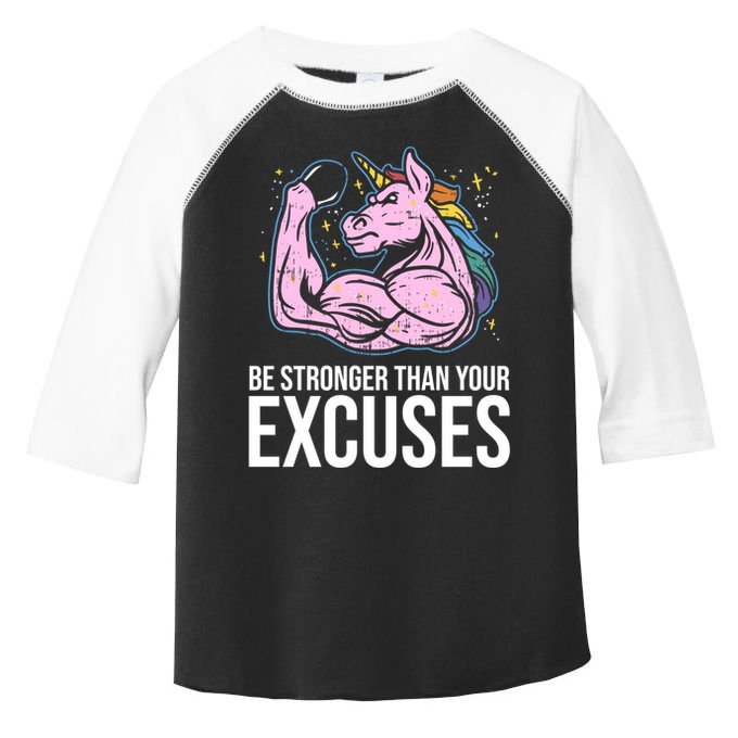 Be Stronger Than Your Excuses Motivation Unicorn Fitness Gym Cool Gift Toddler Fine Jersey T-Shirt