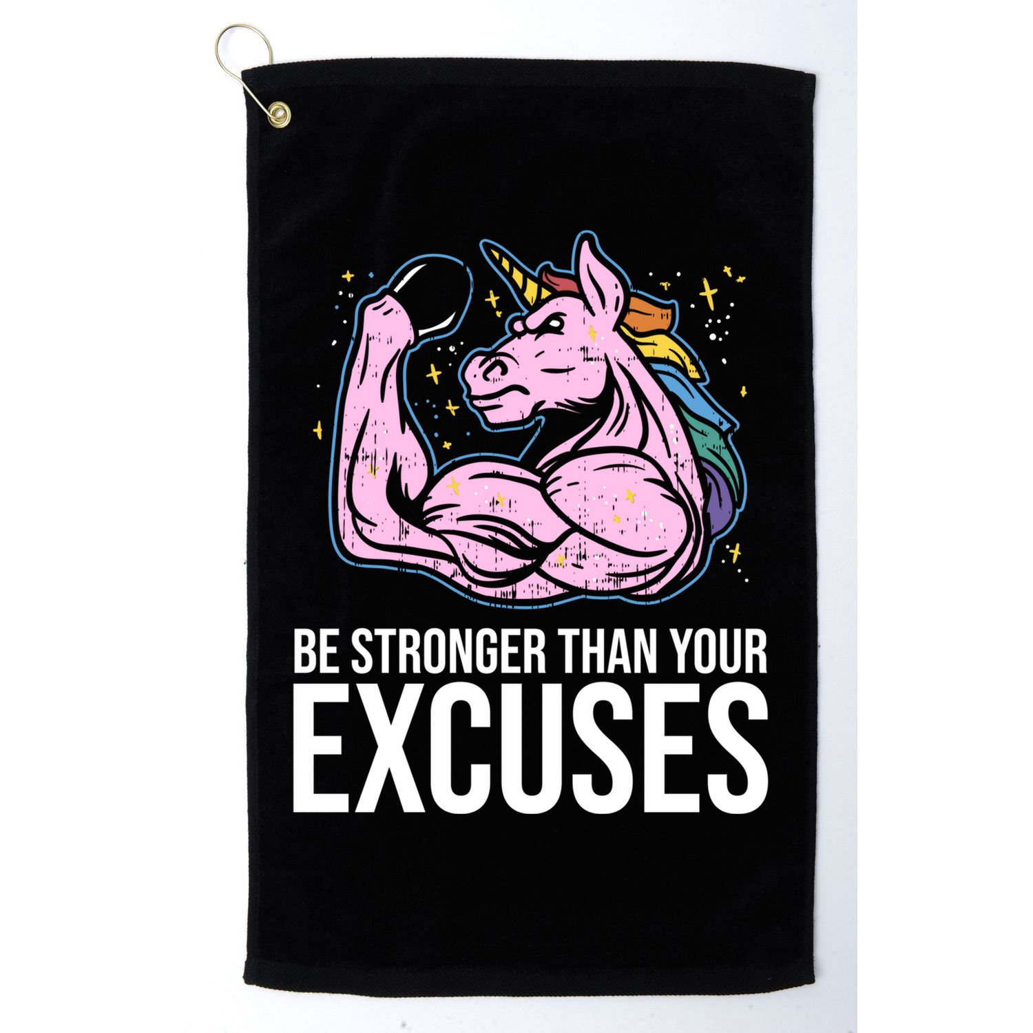 Be Stronger Than Your Excuses Motivation Unicorn Fitness Gym Cool Gift Golf Towel