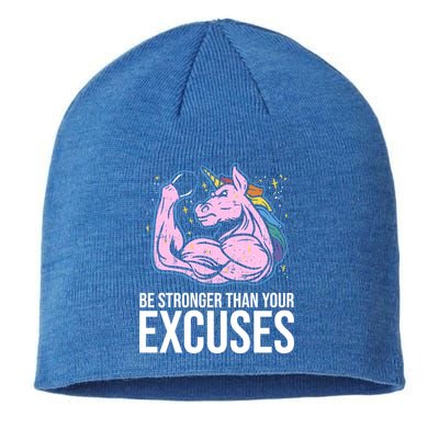 Be Stronger Than Your Excuses Motivation Unicorn Fitness Gym Cool Gift Sustainable Beanie