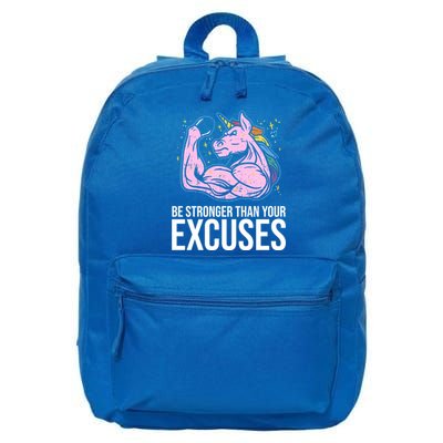 Be Stronger Than Your Excuses Motivation Unicorn Fitness Gym Cool Gift 16 in Basic Backpack