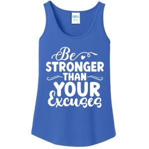 Be Stronger Than Excuses Gym Hustle Success Motivational Great Gift Ladies Essential Tank