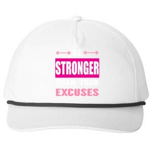 Be Stronger Than Your Excuses Motivational Gym Workout Quote Gift Snapback Five-Panel Rope Hat