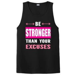 Be Stronger Than Your Excuses Motivational Gym Workout Quote Gift PosiCharge Competitor Tank