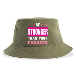 Be Stronger Than Your Excuses Motivational Gym Workout Quote Gift Sustainable Bucket Hat