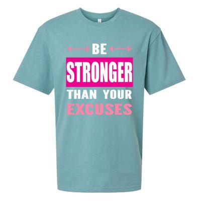 Be Stronger Than Your Excuses Motivational Gym Workout Quote Gift Sueded Cloud Jersey T-Shirt