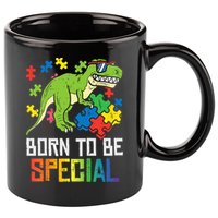 Born Special Trex Puzzle Dino Boy Autism Awareness 11oz C Handle Ceramic Mug