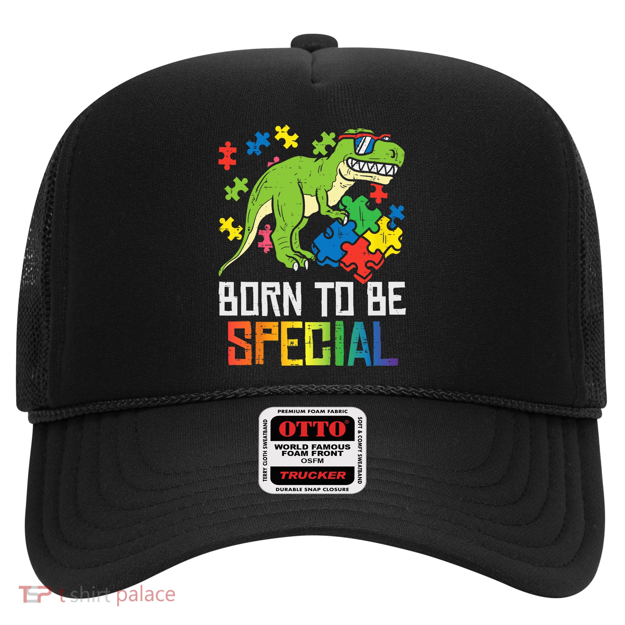 Born Special Trex Puzzle Dino Boy Autism Awareness Trucker Hat