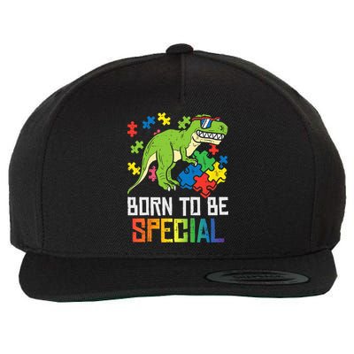 Born Special Trex Puzzle Dino Boy Autism Awareness Wool Snapback Cap