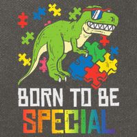 Born Special Trex Puzzle Dino Boy Autism Awareness Cotton Canvas Backpack