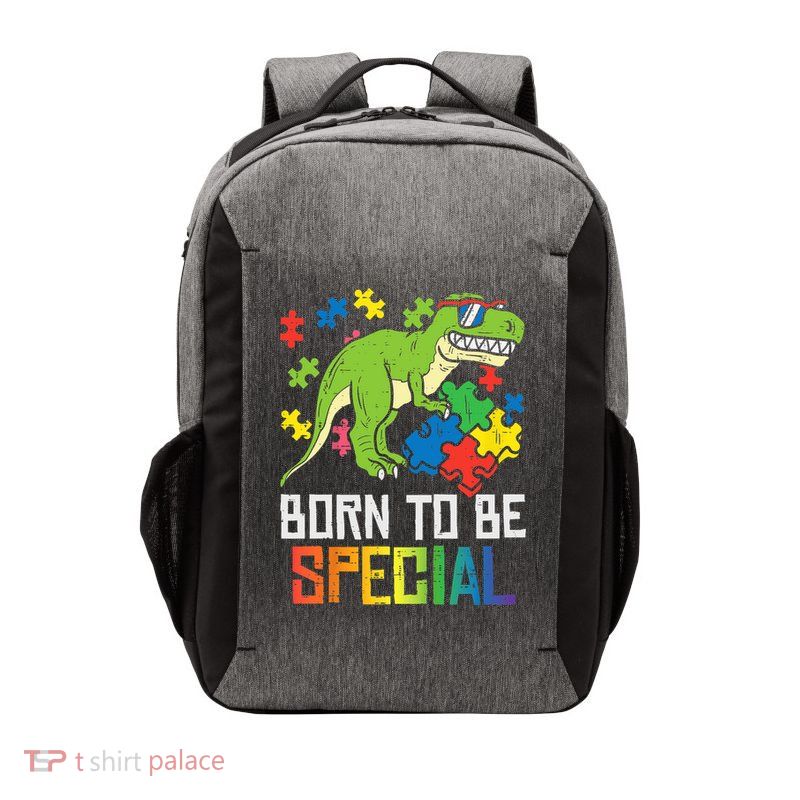 Born Special Trex Puzzle Dino Boy Autism Awareness Vector Backpack