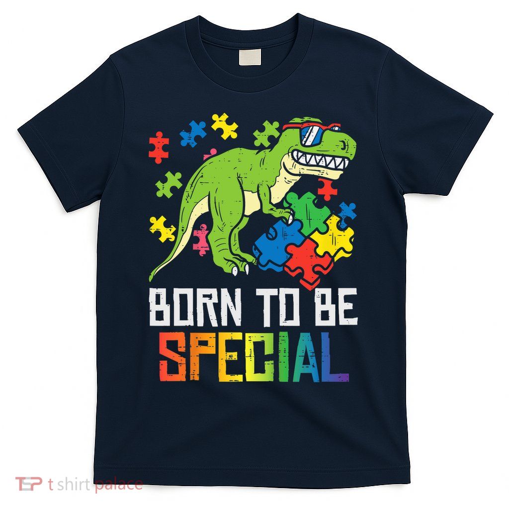 Born Special Trex Puzzle Dino Boy Autism Awareness T-Shirt
