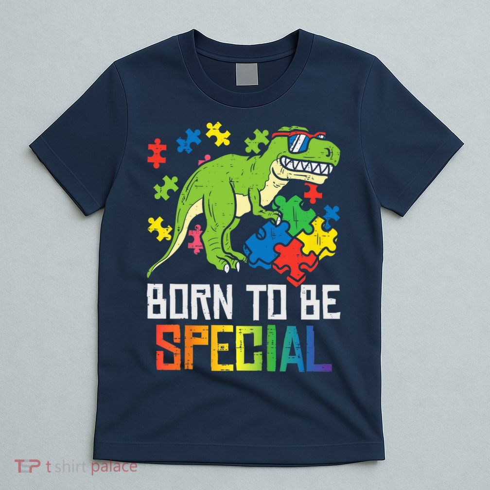 Born Special Trex Puzzle Dino Boy Autism Awareness T-Shirt