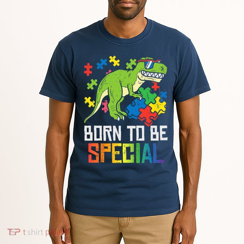 Born Special Trex Puzzle Dino Boy Autism Awareness Tall T-Shirt