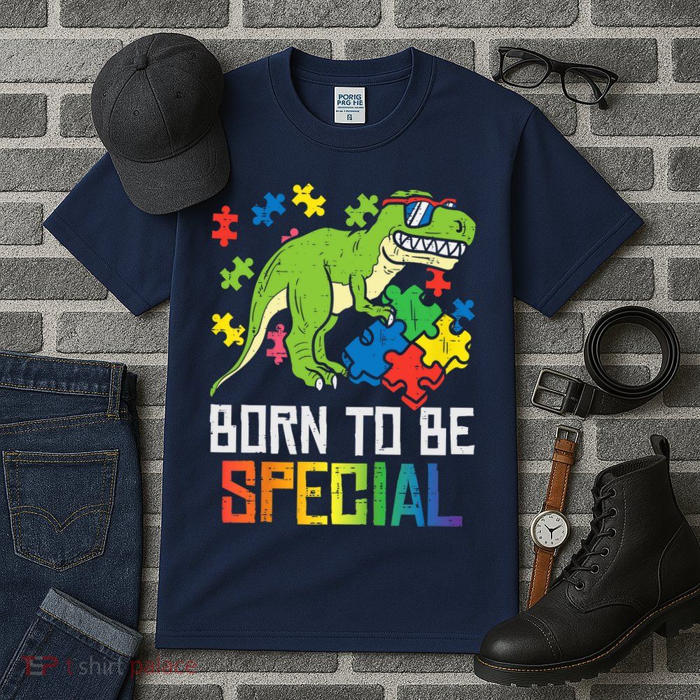 Born Special Trex Puzzle Dino Boy Autism Awareness Tall T-Shirt