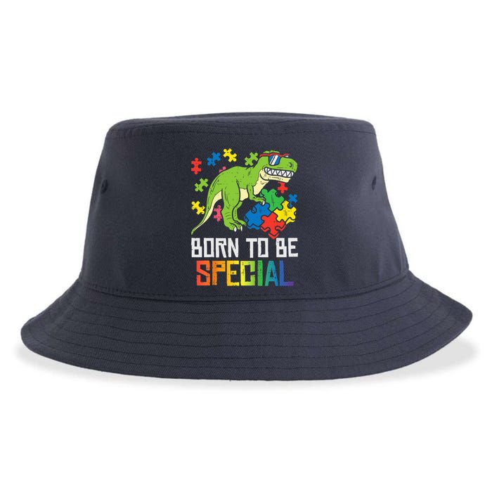 Born Special Trex Puzzle Dino Boy Autism Awareness Sustainable Bucket Hat