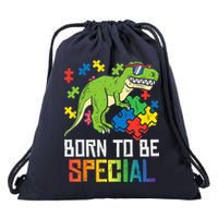 Born Special Trex Puzzle Dino Boy Autism Awareness Drawstring Bag
