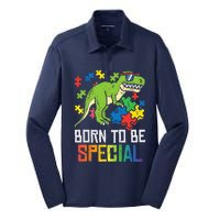 Born Special Trex Puzzle Dino Boy Autism Awareness Silk Touch Performance Long Sleeve Polo