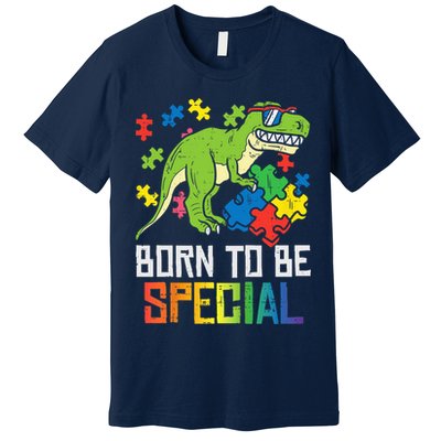 Born Special Trex Puzzle Dino Boy Autism Awareness Premium T-Shirt