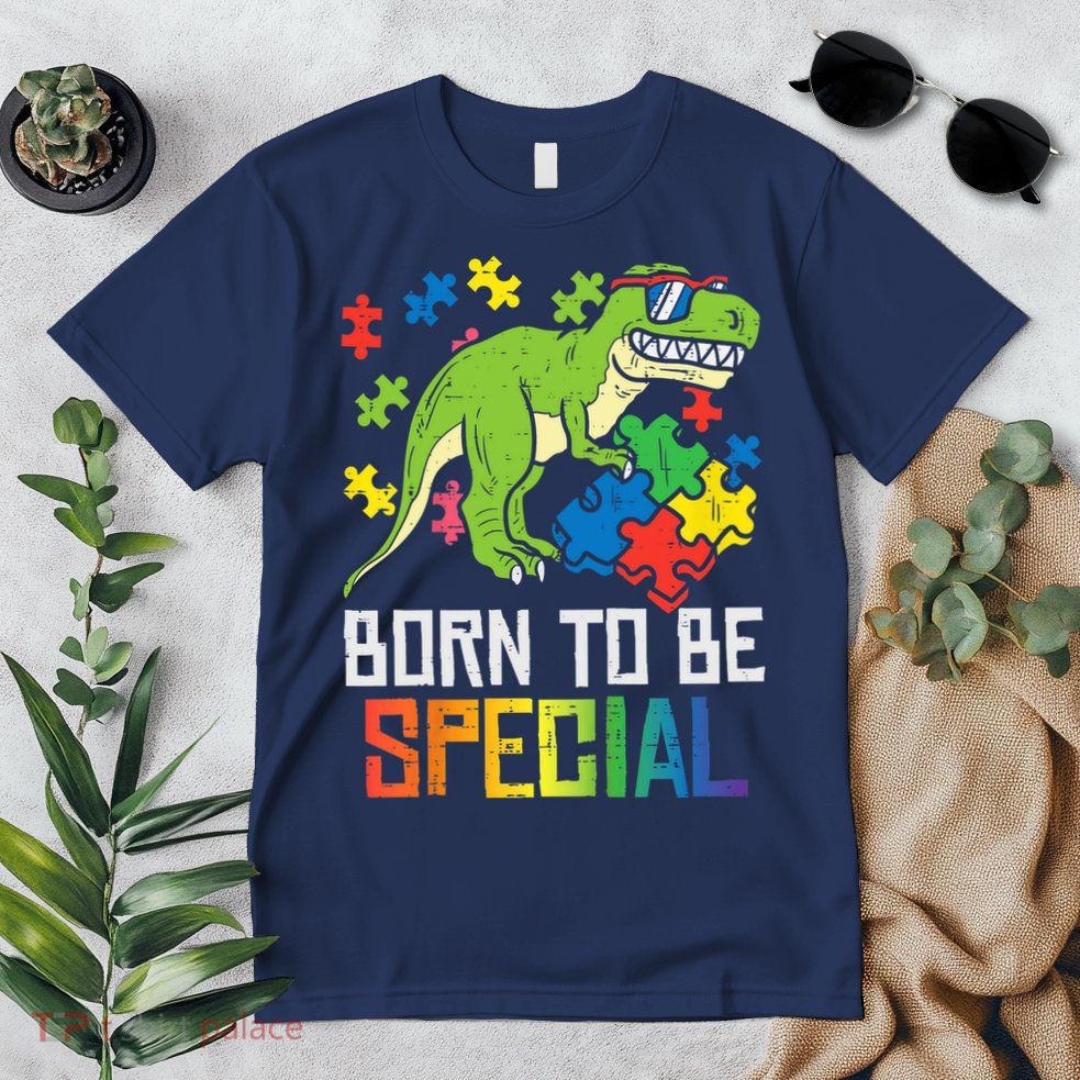 Born Special Trex Puzzle Dino Boy Autism Awareness Premium T-Shirt
