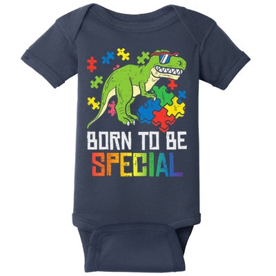 Born Special Trex Puzzle Dino Boy Autism Awareness Baby Bodysuit