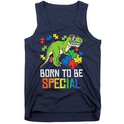 Born Special Trex Puzzle Dino Boy Autism Awareness Tank Top