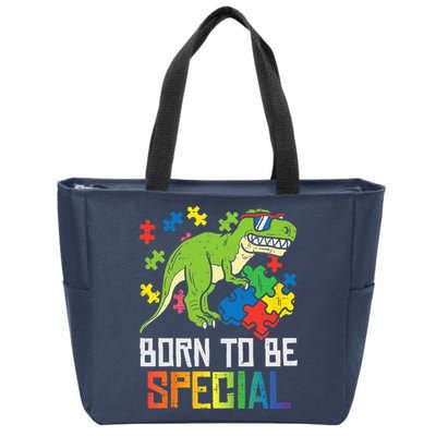 Born Special Trex Puzzle Dino Boy Autism Awareness Zip Tote Bag