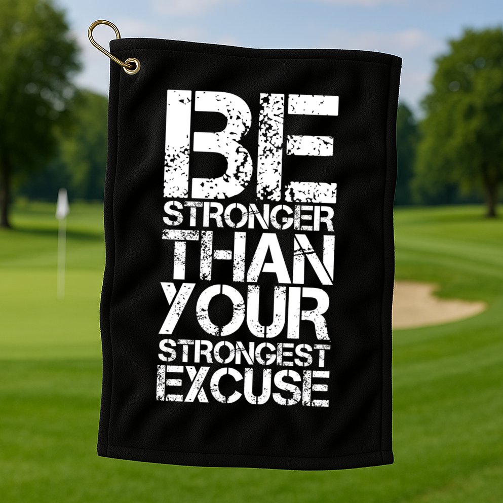 Be Stronger Than Strongest Excuse Motivational Inspirational Cool Gift Golf Towel