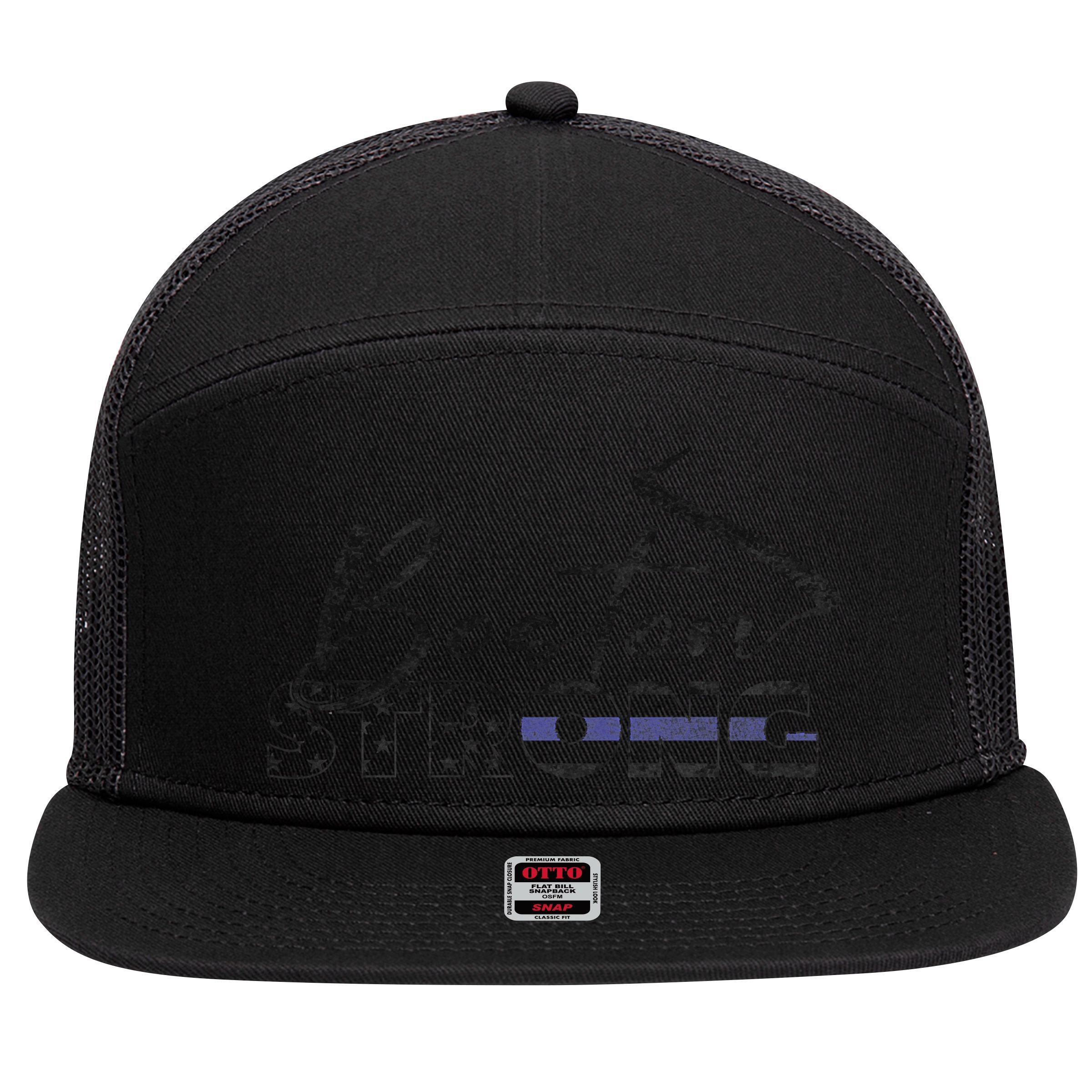 Boston Strong Thin Blue Line US Flag Premium 7 Panel Mesh Trucker Snapback Hat