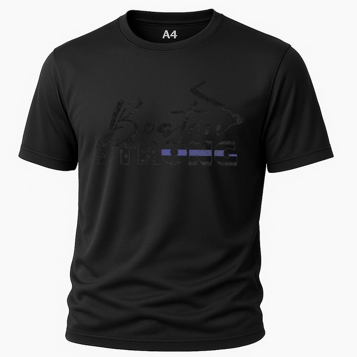 Boston Strong Thin Blue Line US Flag Premium Cooling Performance Crew T-Shirt