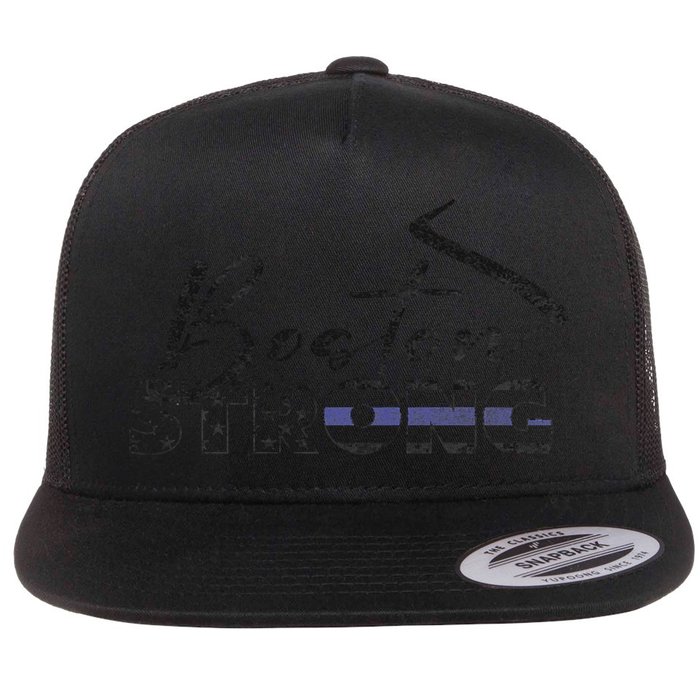 Boston Strong Thin Blue Line US Flag Premium Flat Bill Trucker Hat