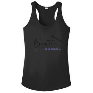 Boston Strong Thin Blue Line US Flag Premium Ladies PosiCharge Competitor Racerback Tank