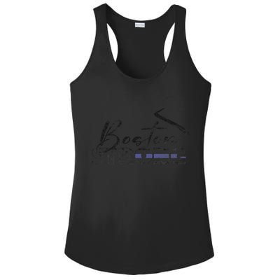 Boston Strong Thin Blue Line US Flag Premium Ladies PosiCharge Competitor Racerback Tank
