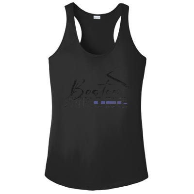 Boston Strong Thin Blue Line US Flag Premium Ladies PosiCharge Competitor Racerback Tank