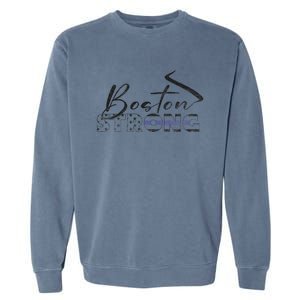 Boston Strong Thin Blue Line US Flag Premium Garment-Dyed Sweatshirt