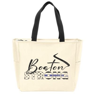 Boston Strong Thin Blue Line US Flag Premium Zip Tote Bag