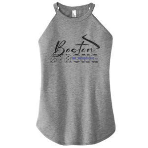 Boston Strong Thin Blue Line US Flag Premium Women's Perfect Tri Rocker Tank