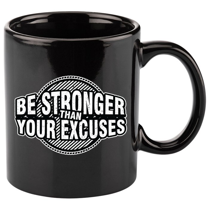 Be Stronger Than Your Excuse Gym Exercise Workout Fitness Meaningful Gift 11oz C Handle Ceramic Mug