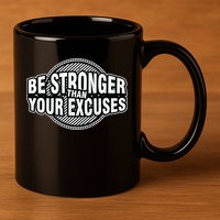 Be Stronger Than Your Excuse Gym Exercise Workout Fitness Meaningful Gift 11oz C Handle Ceramic Mug