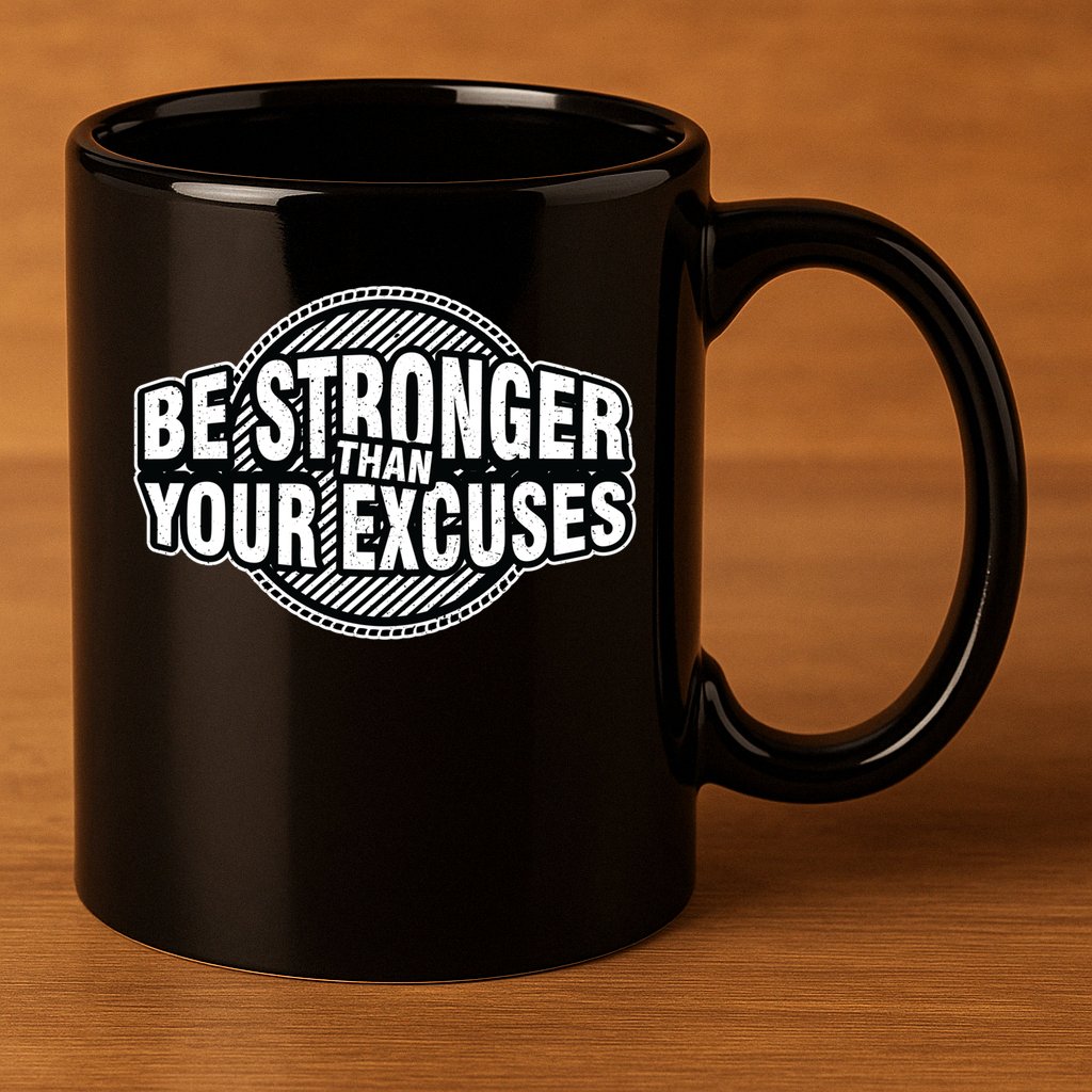 Be Stronger Than Your Excuse Gym Exercise Workout Fitness Meaningful Gift 11oz C Handle Ceramic Mug