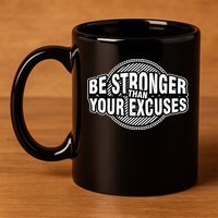 Be Stronger Than Your Excuse Gym Exercise Workout Fitness Meaningful Gift 11oz C Handle Ceramic Mug