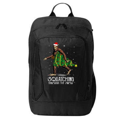 Bigfoot Squatching Through The Snow Christmas Tree Sasquatch City Backpack